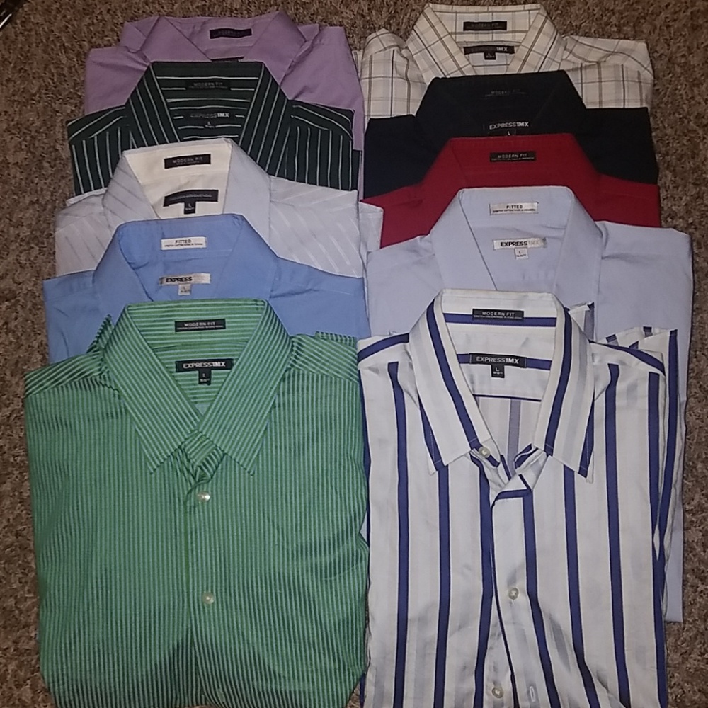 Lot of 10 men's Express dress shirts
